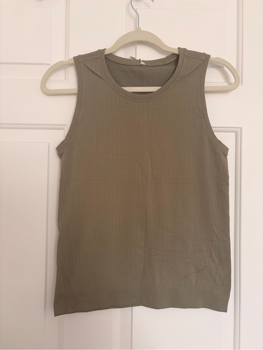 Athleta Perforated Knit Tank - Olive/Army Green